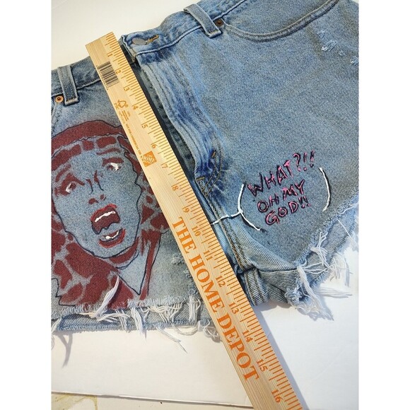 Denim Levi  Cutoff HOT PANTS SHORT Shorts  Frayed Hippie Distressed Large VTG 36 - Picture 9 of 10